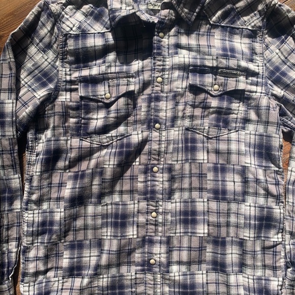 Lucky Brand Flannel Check Plaid Pearl Snap Western Casual Shirt Men Medium - Picture 2 of 9
